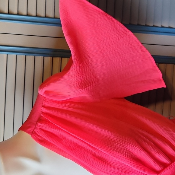 DKNY Pink Wrap Style Dress with Flowy Sleeves - Picture 7 of 12